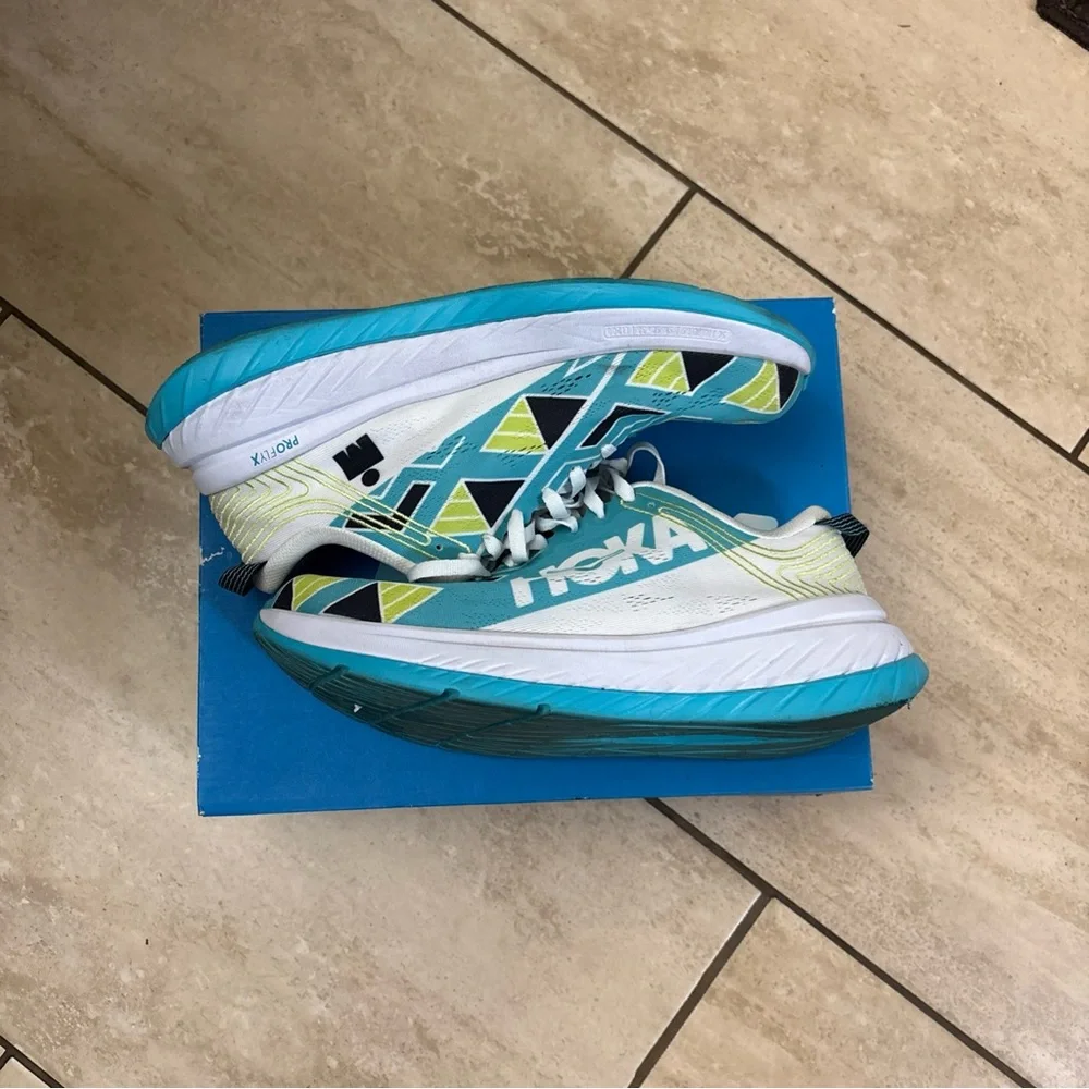 Hoka One One Men’s Ironman Kona Carbon X Sea Blue/White Womens Size 10 - Picture 9 of 16